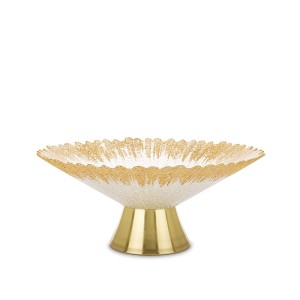 Dubuo ant kojelės stiklinis baltos/aukso spl. 14x32x32 cm 180029