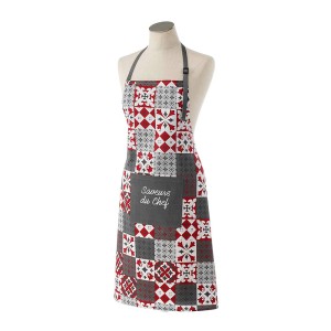 Prijuostė medvilninė 60x84 cm CREDENCE pilka/raudona douceur d'intérieur