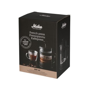 Kavinukas/arbatinukas 800 ml skaidrios/juodos sp. MAKU 270313