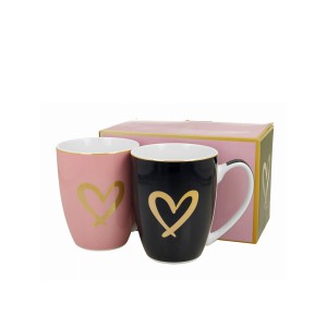 Puodeliai porcelianiniai 2 vnt. Širdelė 360 ml DUO