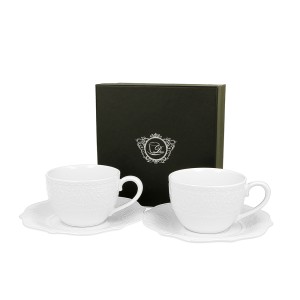 Puodeliai su lėkštutėmis porcelianiniai  Alice 210 ml DUO