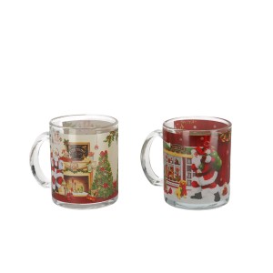 Puodelis stiklinis kalėdinis 330 ml Kalėdų senis (mix 2) 8430540988766 KLD