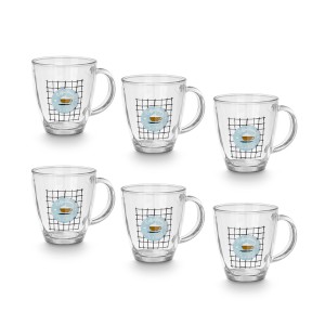 Puodeliai stikliniai komplektas 6 vnt 370 ml Coffee lovers Vivalto 11424