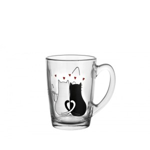 Puodelis stiklinis 320 ml Katės New Morning Luminarc 33786