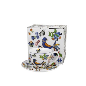 Puodelis su lėkštele porcelianinis 250 ml Paukštis DUO