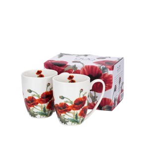 Puodeliai porcelianiniai 2 vnt. 360 ml Aguonos  DUO