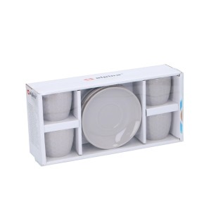 Puodeliai espreso porcelianiniai su lėkštutėmis 90 ml 4 vnt. ALPINA 871125224853