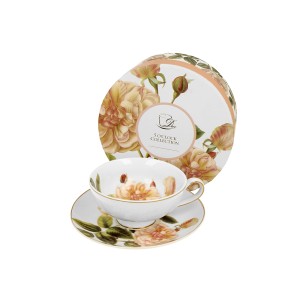Puodelis porcelianinis su lėkštute 220 ml Rožės DUO