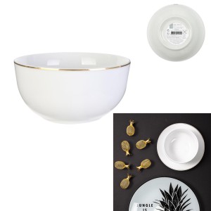 Dubuo porcelianinis baltas auksuotu krašteliu 500 ml Home Deco KA4575