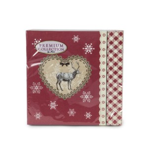 Servetėlės popierinės Širdelė ir elnias 33x33 cm 54326 KLD