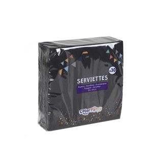 Servetėlės popierinės juodos spalvos 38x38 cm 30 vnt Colorparty 29270