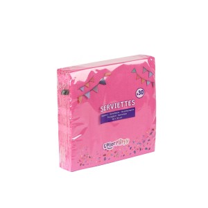 Servetėlės popierinės rožinės spalvos 38x38 cm 30 vnt. Colorparty 29273