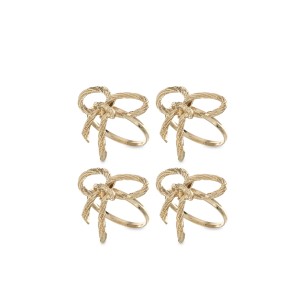 Žiedai servetėlėms 4 vnt. Kaspinas aukso sp. 4x4,5x4,5 cm 158764