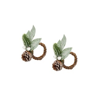 Žiedai servetėlėms ratanas/plastikas 2 vnt 8x6x2,5 cm Atmosphera 199210 KLD