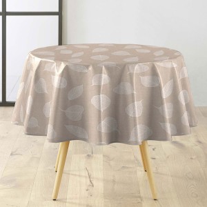 Staltiesė apvali D160 cm PVC tekstilė smėlio sp. FEUILLYS douceur d'intérieur