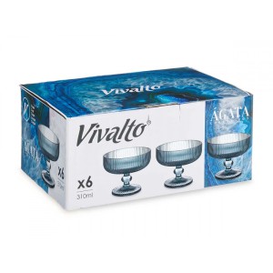 Indelis ledams/desertui 6vnt 310 ml stiklas, mėlynos spalvos Vivalto 84929