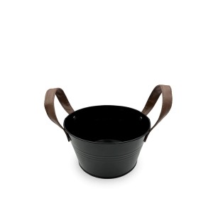 Krepšelis užkandžiams D18 cm metalinis, odinės rankenėlės My Bar BY01011078182