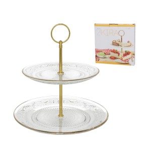 Padėklas stiklinis dviejų aukštų 23x24 cm 8445393376776 kld