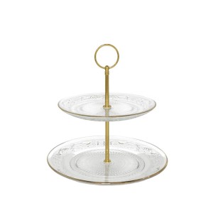 Padėklas stiklinis dviejų aukštų 23x24 cm 8445393376776 kld