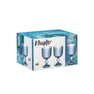 Taurės vandeniui 370 ml 6 vnt komplekt. mėlynos sp. Vivalto 84925
