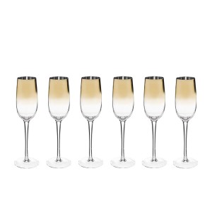 Taurės šampanui 210 ml 6 vnt komplektas su aukso dekoru Secret de Gourmet 154967