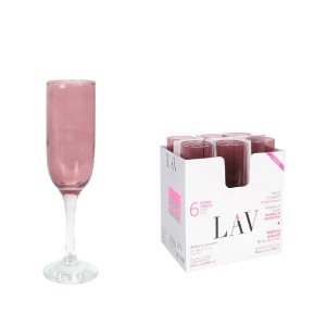 Taurės šampanui 210 ml 6 vnt komplektas rausvos sp. LAV HP-RS22167