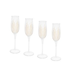 Taurės šampanui 210 ml 4 vnt komplektas, aukso spalvos dekoras Secret de Gourmet