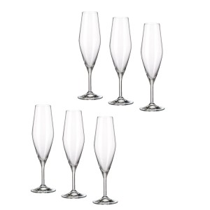 Taurės šampanui 210 ml 6 vnt komplektas CRYSTAL BOHEMIA 6341SI9721