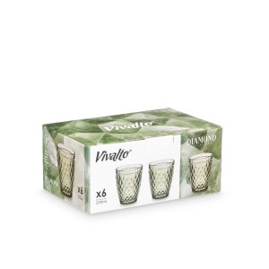 Stiklinių komplektas 6 vnt 430 ml žalsvos sp. Diamond Vivalto 37975
