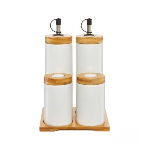 Indelių rinkinys aliejui/actui/druskai/pipirams NATURAL porcelianas 94789