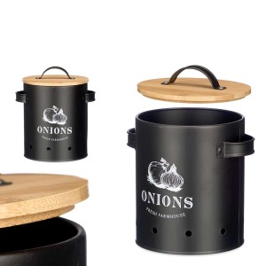 Indas svogūnams metalinis, bambukinis dangtis 14x17,5x20 cm Kinvara 10895