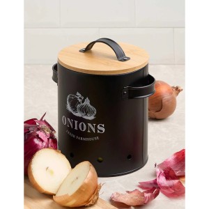 Indas svogūnams metalinis, bambukinis dangtis 14x17,5x20 cm Kinvara 10895