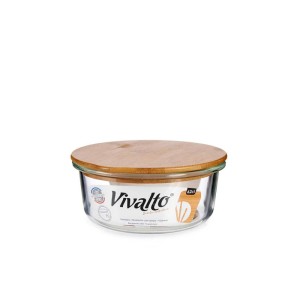 Dėžutė maistui su bambuk. dangteliu, stiklinė 620 ml D15xH6,5 cm Vivalto 66256