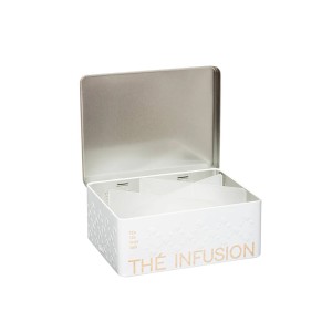 Indas arbatai metalinis baltas, su skyreliais 20,5x16x8,4 cm 5Five 169288