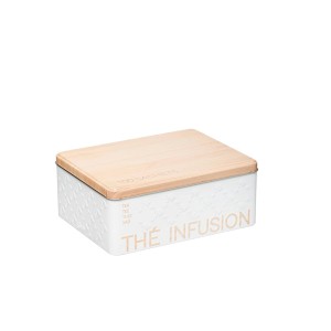 Indas arbatai metalinis baltas, su skyreliais 20,5x16x8,4 cm 5Five 169288