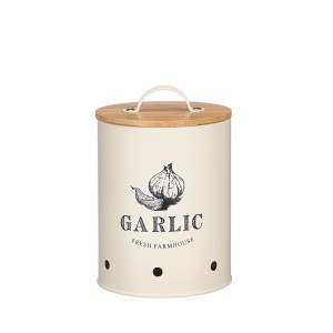 Indas česnakams metalinis, bambukinis dangtis 11x11x18 cm Kinvara 10900