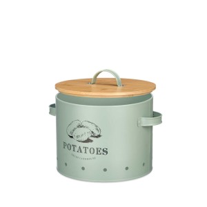 Indas bulvėms metalinis, bambukinis dangtis 23x27x22 cm Kinvara 10893
