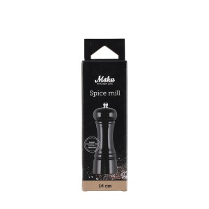 Druskos ir pipirų malūnėlis 16 cm medinis, malūnėlis keramikinis Maku 610480