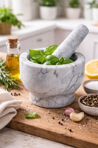 Grūstuvė prieskoniams marmurinė 12.5x12.5x9 cm 8445393545967