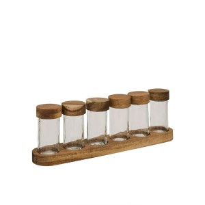 Indeliai prieskoniams 6 vnt (80 ml) su padėkliuku 34,5x6,5x11 cm 5Five 217610
