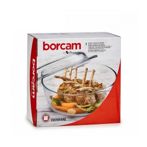 Kepimo indas stiklinis su dangčiu 2,1 l Borcam 20114