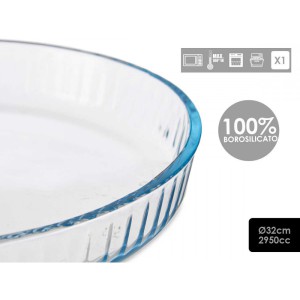 Kepimo indas D32xH5cm 2,95 l (max 180C 1h) borosilikatinis stiklas Vivalto 12946