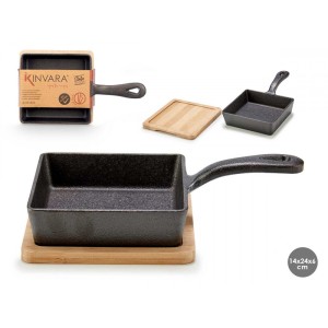Kepimo indas kalioji geležis su bambukiniu padėklu 24x14x6 cm (max 260C) 64307