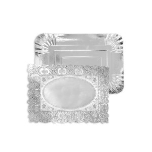 Vienkartinis padėklas maistui 25x34 cm sidabro spalvos Algon BA01043175334