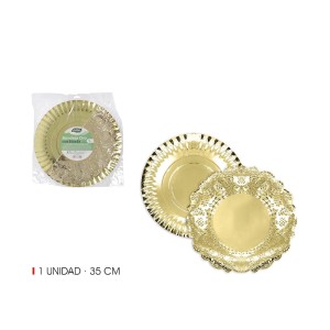 Vienkartinis padėklas maistui D35 cm aukso spalvos Algon BA01043176704