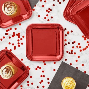 Lėkštės vienkartinės popierinės 23cm 10 vnt raudonos spalvos Algon BA01054077013