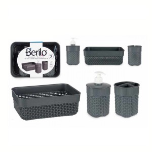 Vonios kambario aksesuarų rinkinys 3 vnt plastikas, pilka spalva Berilo 81648