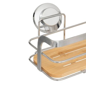 Lentynėlė voniai metalinė, bambukinė su siurbtukais 26x13x11 cm 5Five 211448