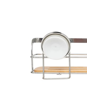 Lentynėlė voniai metalinė, bambukinė su siurbtukais 26x13x11 cm 5Five 211448