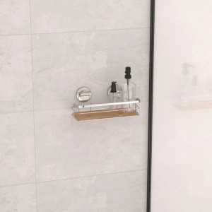 Lentynėlė voniai metalinė, bambukinė su siurbtukais 26x13x11 cm 5Five 211448